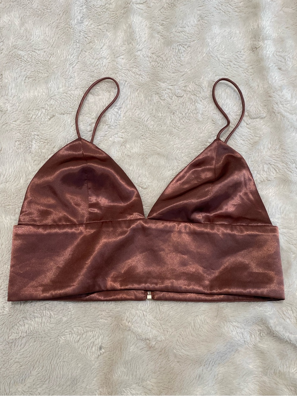 Meshki Metallic Rose-Brown Satin Top
